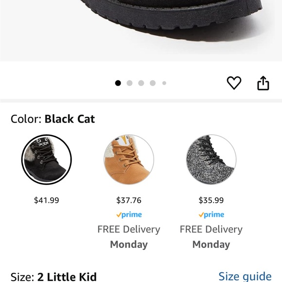 Black Faux Fur Cat Ear Boots NEW size 2 - Picture 2 of 3